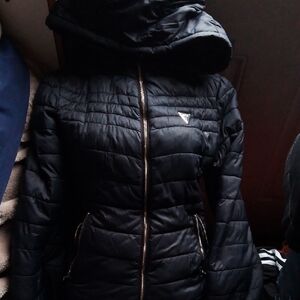 Guess Black Quilted Hooded Puffer Jacket
